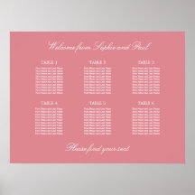 Blush Rosa 6 Bord Bröllops Placeringsplan Affisch