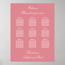 Blush Rosa 9 Bord Bröllops Placeringsplan Affisch