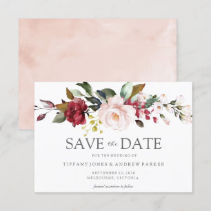 Blush Rosa Akvarell Blommor Spara Datum Inbjudningar
