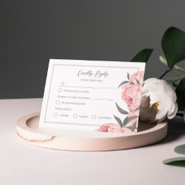 Blush Rosa Akvarell Peony Bröllops RSVP-kort OSA Kort