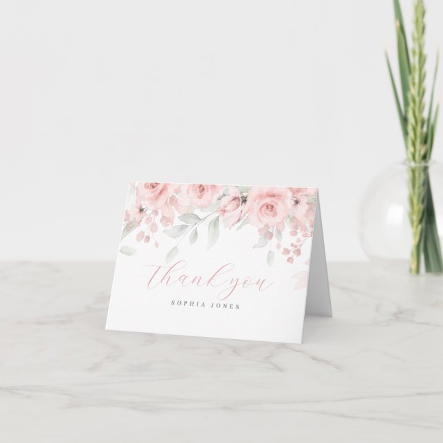Blush Rosa Baby in Bloom Tacksamhetskort Tack Kort (Framsida)