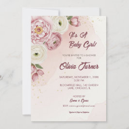 Blush Rosa Baby Shower Inbjudan med Elegans
