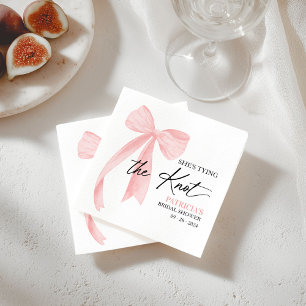 Blush Rosa Båge Hon knyter knuten Bröllopsdusch Pappersservett