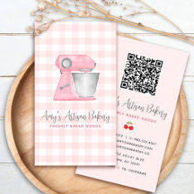 Blush Rosa Bakmixare Gingham Mönster QR Kod