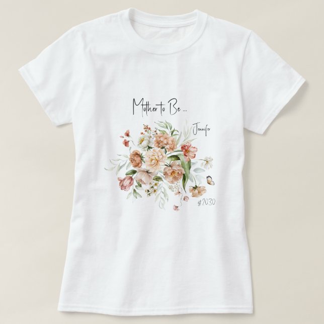 Blush Rosa Blivande Mamma Baby Shower T Shirt (Design framsida)