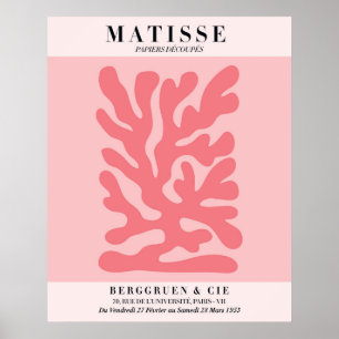 Blush Rosa Blommig Affisch Matisse Stil Vägkonst