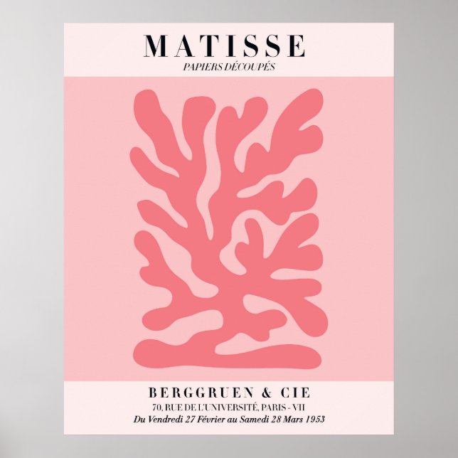 Blush Rosa Blommig Affisch | Matisse Stil Vägkonst (Framsidan)