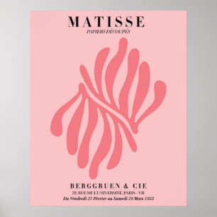 Blush Rosa Blommig Affisch Matisse Stil Vägkonst