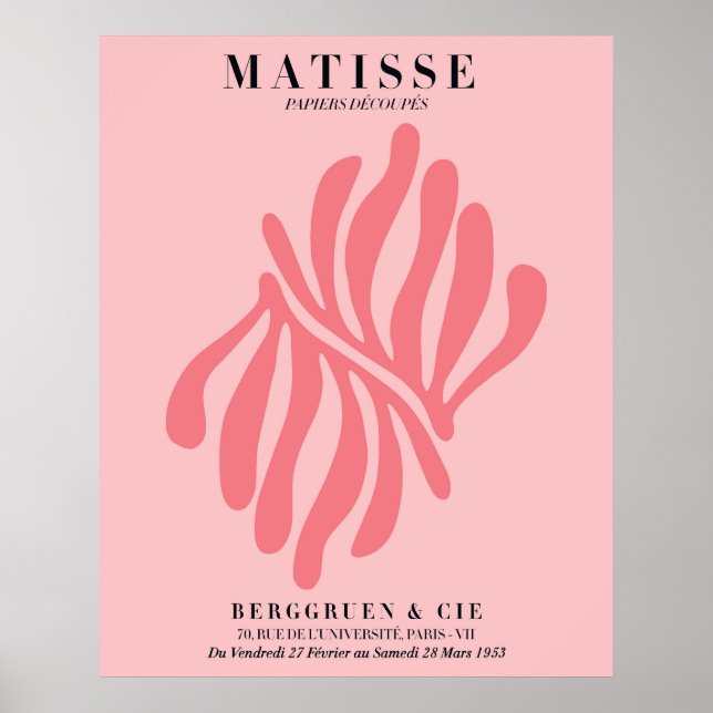 Blush Rosa Blommig Affisch | Matisse Stil Vägkonst (Framsidan)