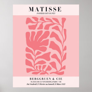 Blush Rosa Blommig Affisch Matisse Stil Vägkonst