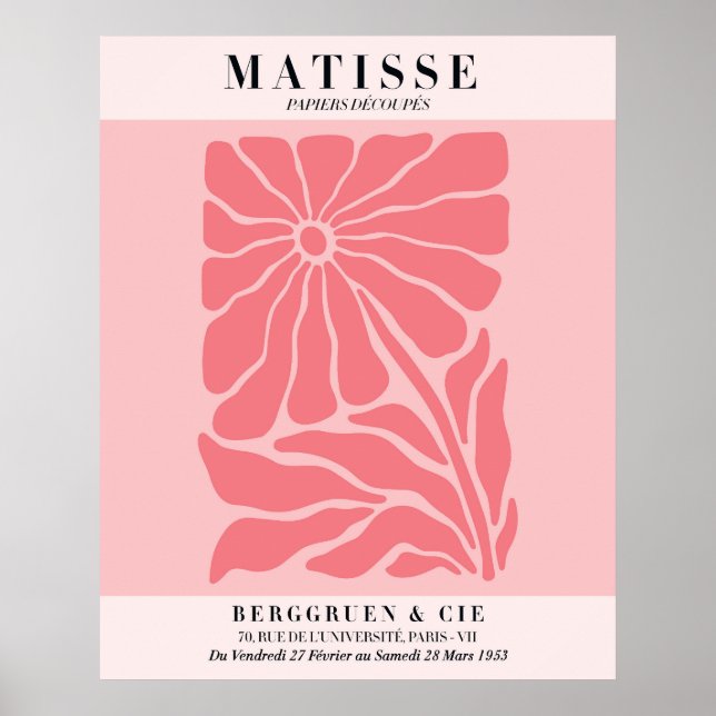 Blush Rosa Blommig Affisch | Matisse Stil Vägkonst (Framsidan)