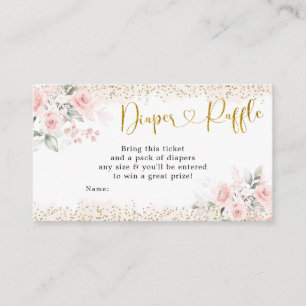 Blush Rosa Blommig Baby Shower Blöja Lotteri Tilläggskort