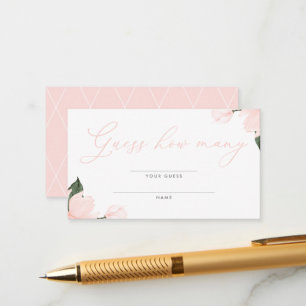 Blush Rosa Blommig Bebis Baby Shower Gissa Hur Mån Tilläggskort