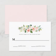 Blush Rosa Blommig Bröllop Svar RSVP