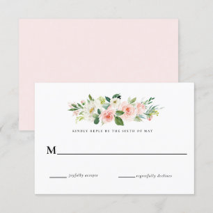Blush Rosa Blommig Bröllop Svar RSVP Inbjudningar