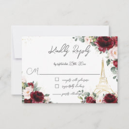 Blush Rosa Blommig Guld Paris Eiffeltorn Quinceañe OSA Kort
