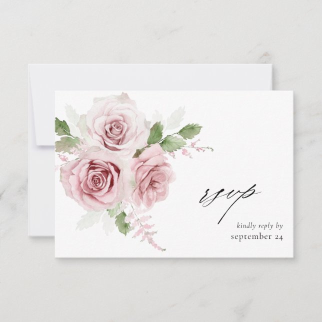 Blush Rosa Blommig med måltids RSVP-kort OSA Kort (Framsida)