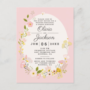Blush rosa blommig postkort repetitionsmiddags inb vykort