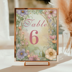 Blush Rosa Blommig Quinceanera-firande Bordsnummer