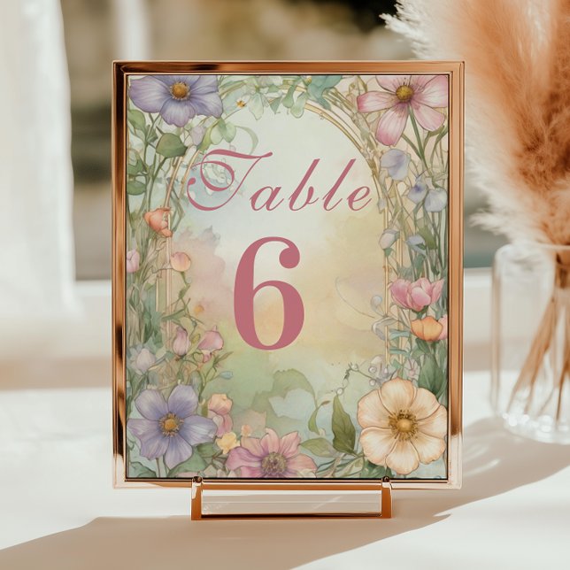 Blush Rosa Blommig Quinceanera-firande Bordsnummer (Skapare uppladdad)