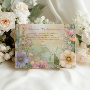 Blush Rosa Blommig Quinceanera-firande Gästböcker