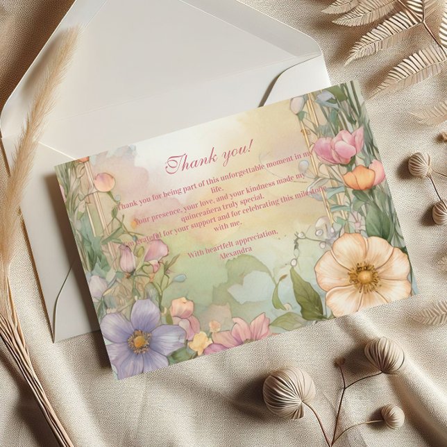 Blush Rosa Blommig Quinceanera-firande Vykort (Skapare uppladdad)