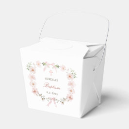 Blush Rosa Blommig Ram Dopförrätt Take Out Presentaskar
