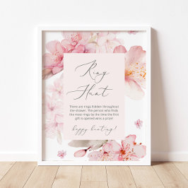 Blush rosa blommig ringjakt bröllopsdusch spel pos poster