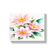 Blush Rosa Blommig Utsträckt Canvastryck