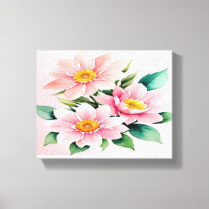 Blush Rosa Blommig Utsträckt Canvastryck