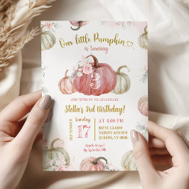Blush Rosa Blommig Vår Lilla Pumpa Födelsedag Inbjudningar