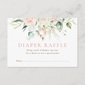 Blush Rosa Blommor Baby Shower Blöja Lotteri Tilläggskort