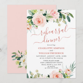 Blush Rosa Blommor Grönska ÖVNINGSMIDDAG Inbjudningar