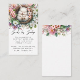 Blush rosa blomsterkanin Baby Shower Bokförfrågan Tilläggskort