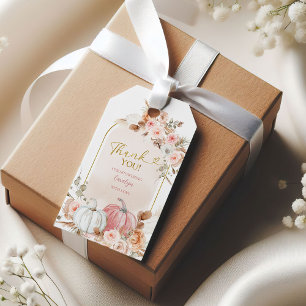 Blush Rosa Boho Pumpa Baby Shower Present Tag Presentetikett