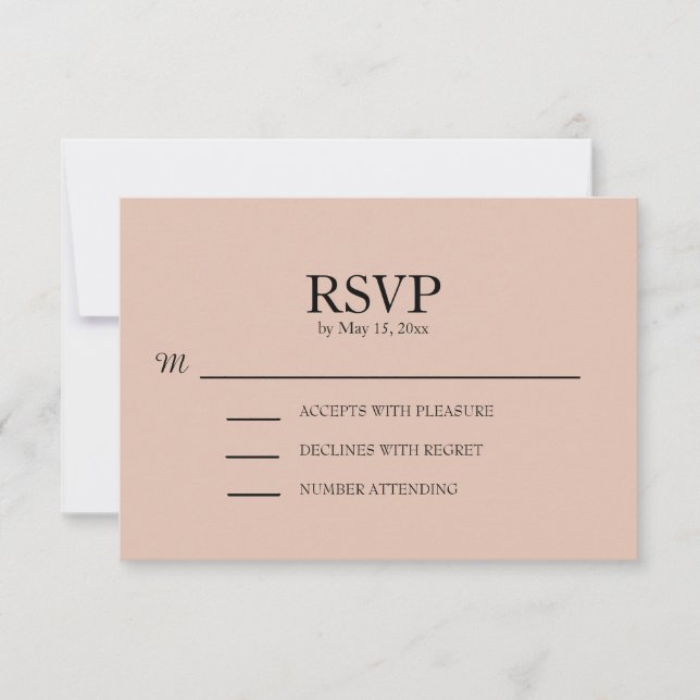 Blush Rosa Bröllops RSVP OSA Kort (Framsida)