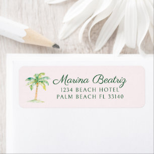 Blush Rosa Cabana Palmträd Strandklubb Adress Returadress Etikett