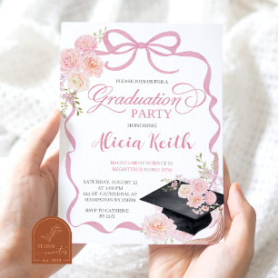 Blush Rosa Coquette Examen Invitation Inbjudningar