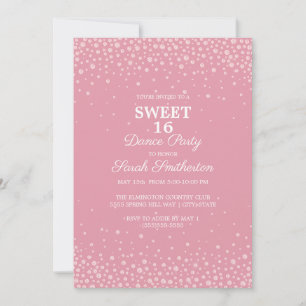 Blush Rosa Diamant Glitter Sweet 16 Dansfest Inbjudningar