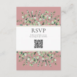 Blush Rosa Eukalyptus QR-kod Bröllop RSVP  Tilläggskort
