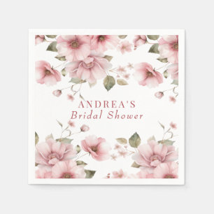 Blush Rosa Floral Akvarell Pappersservett