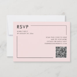 Blush Rosa Foto QR-kod Bröllopsanmälan Inklusive Kort