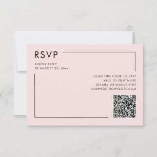Blush Rosa Foto QR-kod Bröllopsanmälan Inklusive Kort