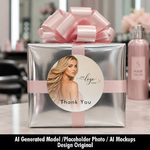 Blush Rosa Frisör Varumärkesidentitet Runt Klistermärke