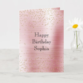 Blush Rosa Glam Guld Glitter Konfetti Födelsedag Kort