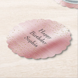 Blush Rosa Glam Guld Glitter Konfetti Födelsedag Underlägg Papper