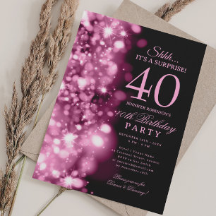 Blush Rosa Glam Överraskning 40-årsfest Inbjudningar