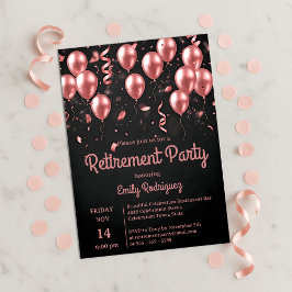 Blush Rosa Guld Ballonger Konfetti Pensionärsfest Inbjudningar