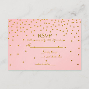 Blush Rosa & Guld Folie Konfetti Bröllop RSVP-kort OSA Kort