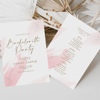 Blush Rosa Guld Hen Weekend Itinerary Inbjudningar